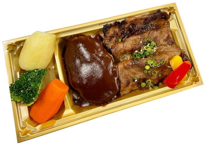 3. 風舎ハンバーグと国産牛焼肉弁当